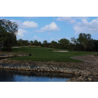 The par-3 second hole on the North nine at Spanish Wells Golf and Country Club plays slightly uphill. 