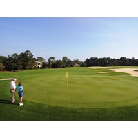 A flat green awaits on the 183-yard, par-3 third at Burnt Pine Golf Club in Destin, Fla.