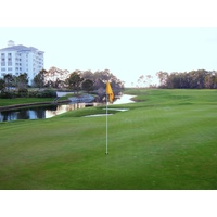 More water comes into play on the par-4 15th at Burnt Pine Golf Club in Destin, Florida.